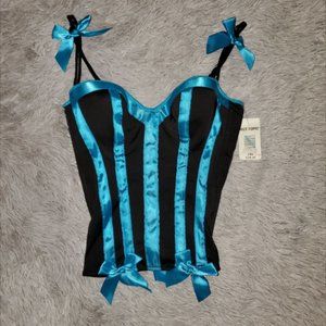 COPY - Satin Blue and Black Striped Hot Topic Corset NWT